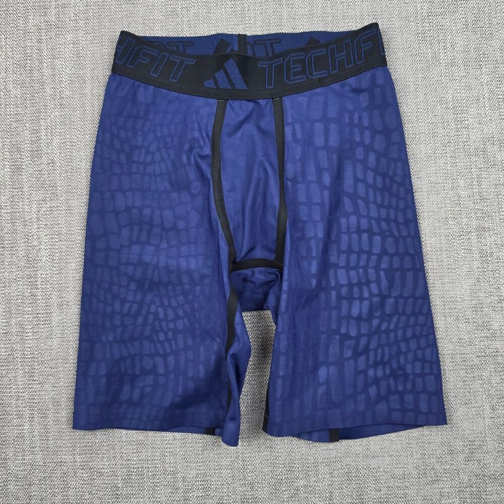 adidas Mens Techfit Compression Shorts Small Blue Reptile Printed Athletic Gym